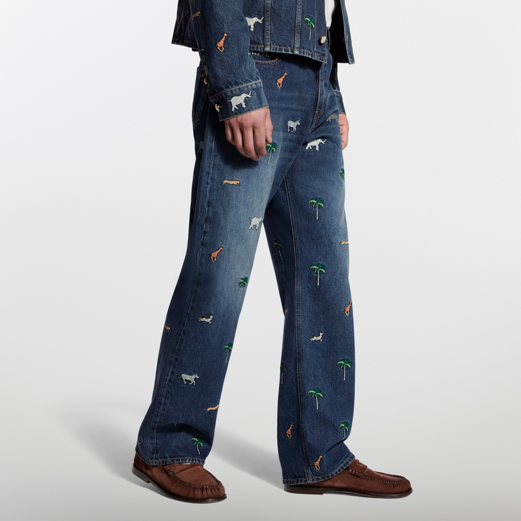 LV x The Darjeeling Limited Embroidered Denim Skate Pants - New